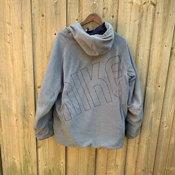 Vintage Nike Reversible Jacket Fleece Big Logo XL Gray/Black - Picture 7 of 13